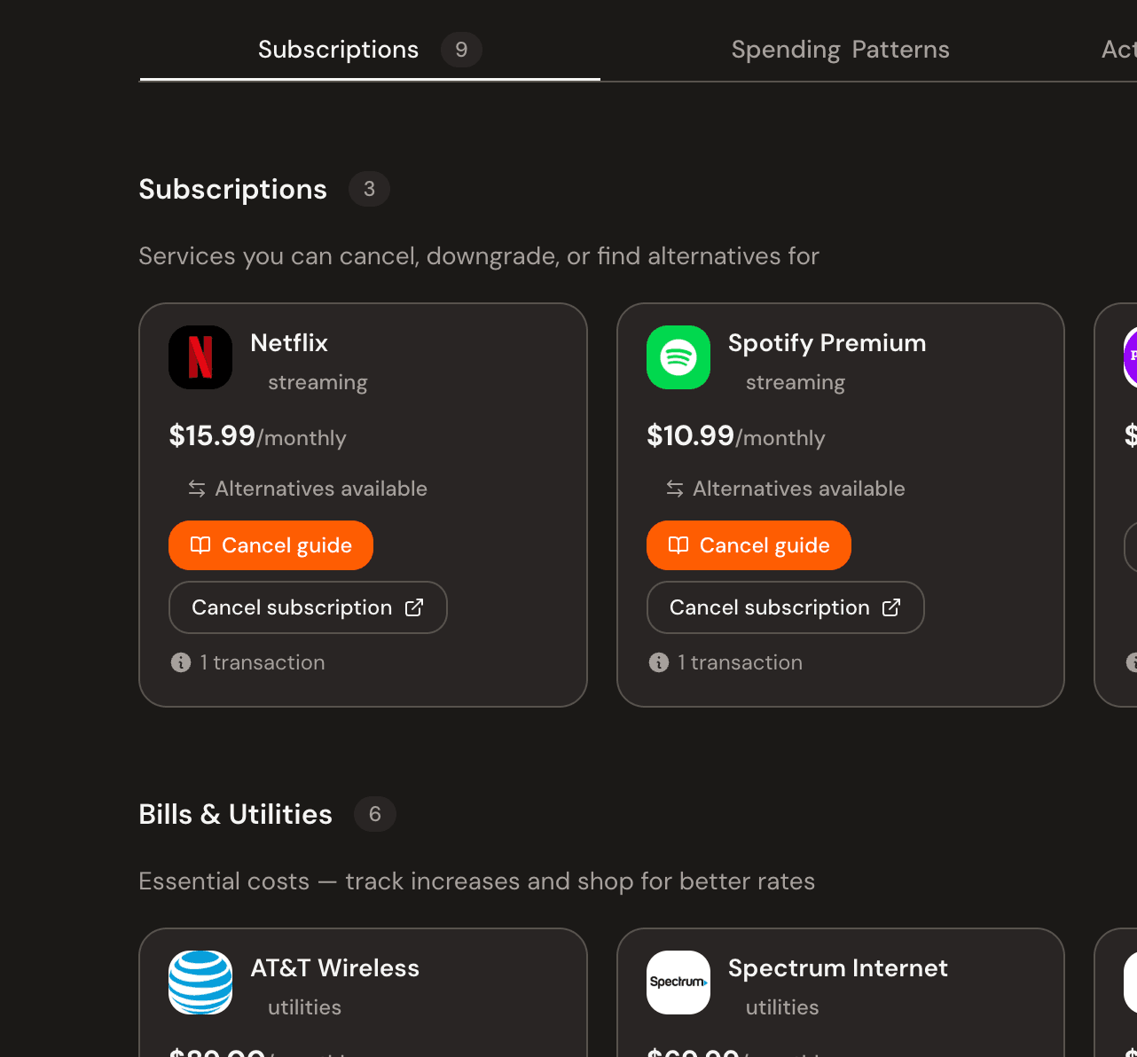 Complete subscription audit view